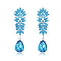 Red Orange Pink Leaf Teardrop Tassel Crystal Three Designs Metal Dangle Earrings view 6