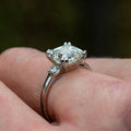 Silver Tone Asscher Cut CZ Ring With Round Side Stones view 3