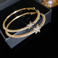 Crystal Star Double Hoop Earrings in Gold and Silver Tones view 6