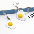 Silver Tone Irregular White Fried Egg Resin Hook Earrings view 4