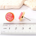 Gold Tone Round Druzy Resin Stud Earrings in Six Colors view 2