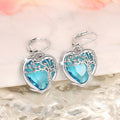 Silver Tone Blue Heart Tree Of Life Leverback Earrings view 3