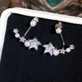 Star and Pearl Curved Ear Climber Earrings Statement Jewelry view 7