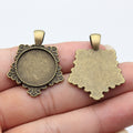 Ornate Floral Edge Round Cabochon Tray Metal Pendants view 3