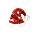 Red Crystal Santa Hat Brooch With White Pearl Pom Pom view 5