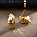 Faceted Marquise Dome Stud Earrings in Gold and Silver Tone view 1