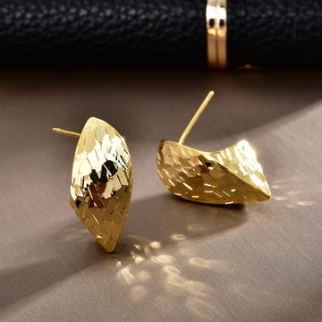 Faceted Marquise Dome Stud Earrings in Gold and Silver Tone