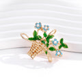 Flower Basket Enamel Pearl Look Metal Brooch Pin for Jackets and Lapels view 5