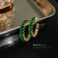 Eight Style Green and Clear Crystal Hoop Statement Earrings view 3