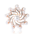 Swirling Crystal Flower Brooch in Silver or Rose Gold Tone view 5