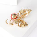 Pearl Leaf Brooch With Faceted Crystals And Polished Metal Details view 3