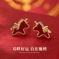 Gold Tone Red Enamel Horse Stud Earrings Fashion Jewelry view 3