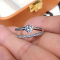 Open Adjustable Double Band Ring Clear Center Stone view 4