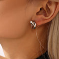 Polished Swirl Teardrop Stud Earrings Gold Steel Multi Sizes view 3
