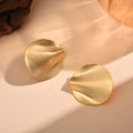 Brushed Wavy Disc Stud Earrings for Women in 2 Pictured Styles view 4