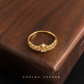 Gold Tone Polished Crown Clear Stone Open Ring For Women view 4