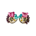 Colorful Crystal Cluster Stud Earrings with Dark Beads view 5