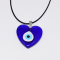 Black Cord Round and Heart Glass Evil Eye Pendant Necklaces view 2