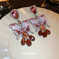 Pink Butterfly Red Crystal Drop Earrings Jewelry Accessories view 2