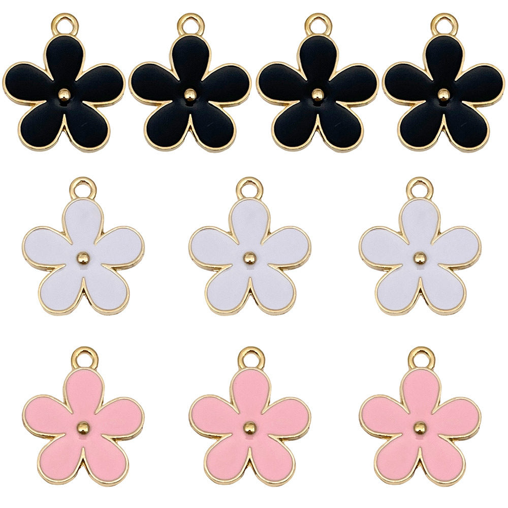 23x20mm Enamel Zinc Alloy Double Sided Flower Cherry Blossom Charm Pendant for DIY Bracelet Necklace