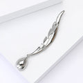 Silver Tone Crystal Wing Brooch With Blue Teardrop Drop view 4