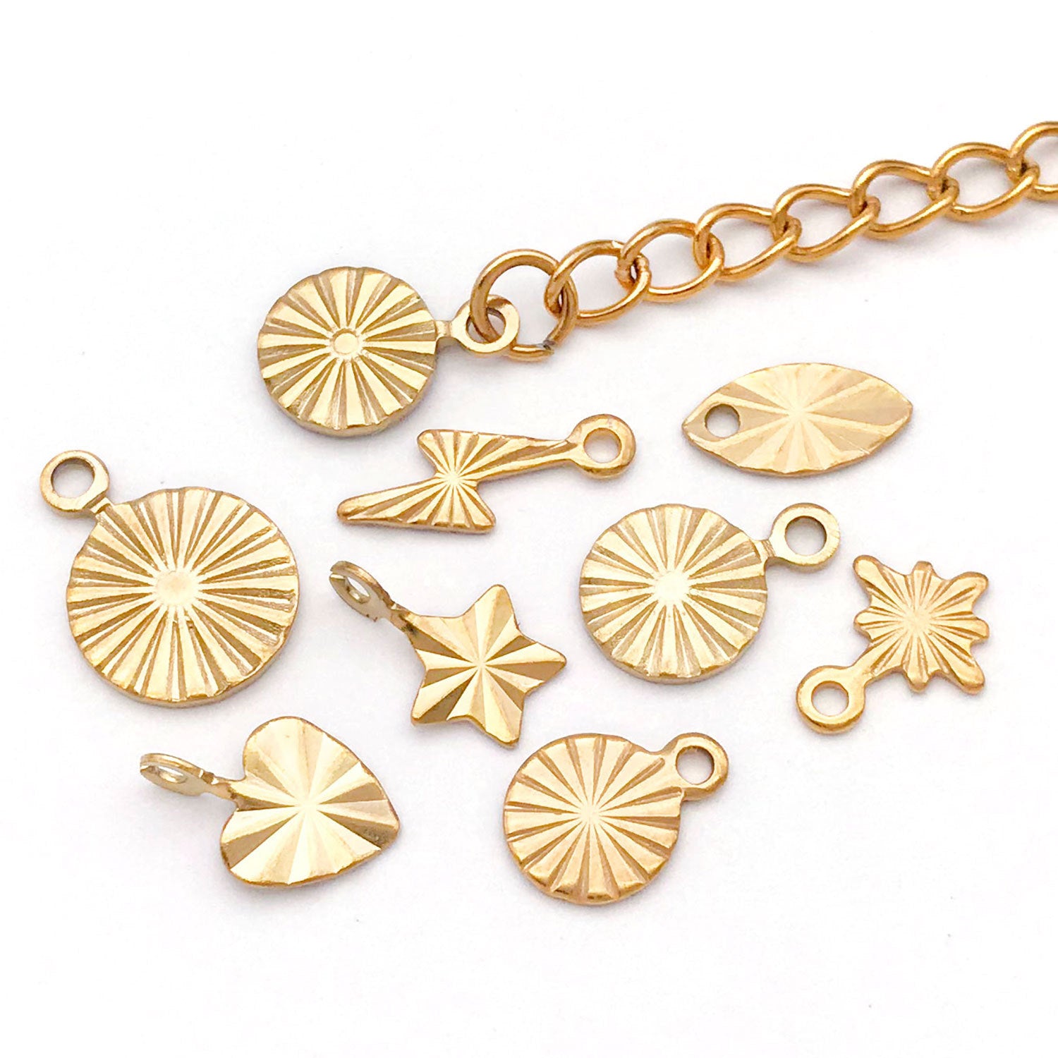 Stainless Steel Gold Pattern Heart-Shaped Five-Point Star Tag Charm Pendant for Jewelry Making