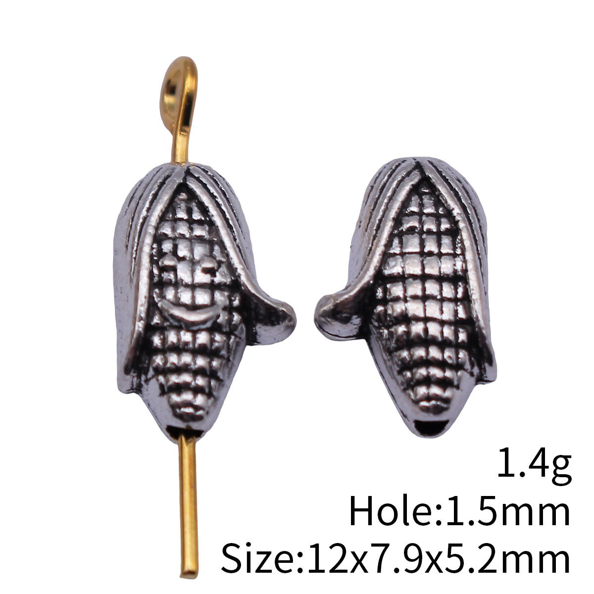 12x7.9x5.2mm 1.4g Antique Silver Zinc Alloy Smiling Corn Spacer Beads for Bracelet Jewelry Making