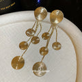 Mixed Tone Textured Disc Cascade Drop Earrings Jewelry view 4