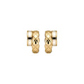 Gold Tone Double C-Hoop Stud Earrings with Polished Metal Details view 5