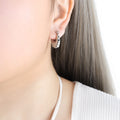 Twisted Link Ribbed Hoop Earrings Gold and Steel Tones view 4