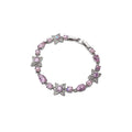 Silver Flower Crystal Tennis Bracelets Blue Yellow Pink Purple view 5