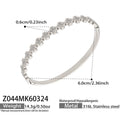 Thin Zircon Teardrop Clover Cross Bangle Gold Steel view 7