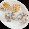 Oversized Hammered Metal Flower Rings Bangles Gold Silver view 2