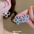 Pastel Open Flower Stud Earrings Fashion Jewelry Collection view 1
