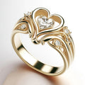 Gold-Tone Open Heart Clear Stone Scroll Finger Ring Sizes 6-10 view 3