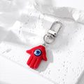 Silver Tone Resin Hamsa Evil Eye Clip Keychains in Nine Colors view 7
