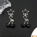 Black and Red Cherry Star Metal Clasp Keychain Set view 3
