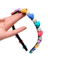 Black Headband With Multicolor Hearts And White Pearl Like Beads view 5