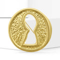 Gold Tone Hammered Round Keyhole Circle Brooch Pin view 2