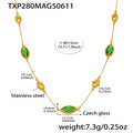 Gold Marquise Czech Glass Station Necklace Metal Bead Accents view 10