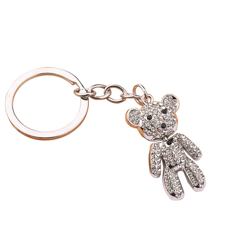 Cute Bear Alloy Rhinestone Keychain Gift Bag Charm Accessory