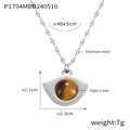 Eye Pendant Necklace Tiger Eye Or Black Glass Gold Steel view 9