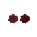 Burgundy Flocked Double Layer Flower Statement Stud Earrings view 5