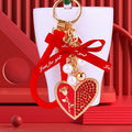Rose Heart Keychains with Pearl Bow Fortune Cords and Loose Loops view 12