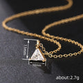 Gold Silver Triangle Clear Stone Pendant Cable Necklace view 4