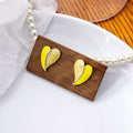 Purple and Yellow Sculptural Half Heart Stud Earrings view 7
