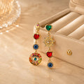 Mismatched Evil Eye Heart and Sun Long Dangle Earrings view 3
