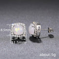 Cushion Halo Opal Stud Earrings Rose Gold White Gold view 4
