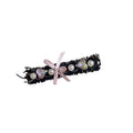 Pink Or Black Lace Heart Pearl Like Bow Hair Clip With Long Ribbons view 5