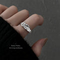 Silver Tone Open Link Pattern Adjustable Ring For Women view 2